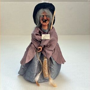 Sassafras Vintage Motorized Laughing Halloween Witch Doll/ Halloween Decoration